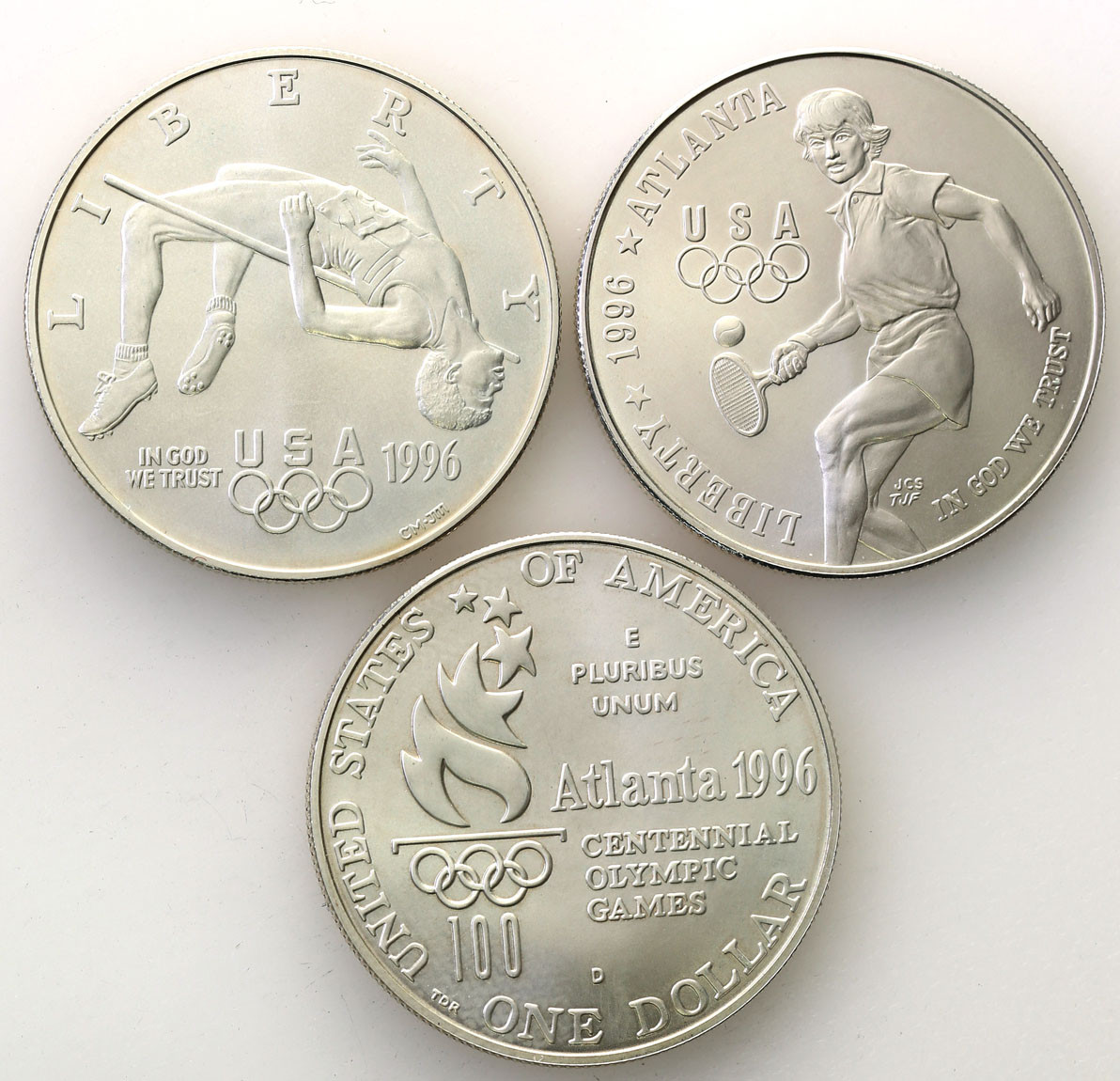 USA. Dolar 1996 D, Igrzyska Olimpijskie - Atlanta, zestaw 3 sztuk